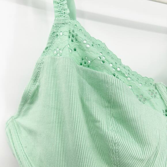Colsie Womens Coquette Eyelet Corset Bralette Crop Top Size 2X Mint Green - Picture 5 of 12